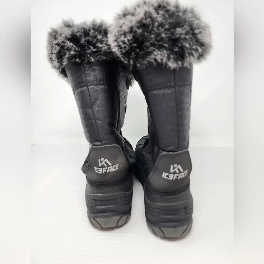 Ice Face Women's‎ Snow Boots Black Faux Fur lining Ideal for Winter Boots Size 7